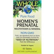 Natural Factors, „Whole Earth & Sea®“, moterims skirti prenataliniai multivitaminai ir mineralai, 60 tablečių