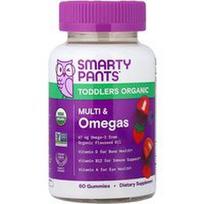 SmartyPants, „Toddlers Organic“ multivitaminų ir omega rūgščių guminukai mažiems vaikams, vyšnių ir uogų skonio, 60 guminukų