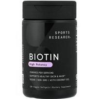 Sports Research, Biotinas, didelio stiprumo, 2500 mcg, 120 vegetariškų minkštųjų kapsulių