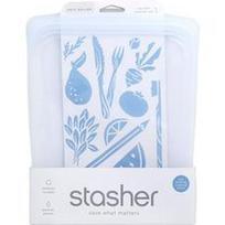 Stasher, Daugkartinio naudojimo silikoninis maisto maišelis, pusė galono, skaidrus, 64 skysčio uncijos (1,89 l)