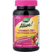 Nature's Way, Gyvas! ® Moteriški 50+ multivitaminų guminukai, mišrios uogos, 60 guminukų