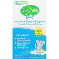 Culturelle, Kūdikių probiotikai, imunitetui ir virškinimui palaikyti, probiotikų ir vitamino D lašai, 0–12 mėnesių, 9 ml (0,3 fl oz)