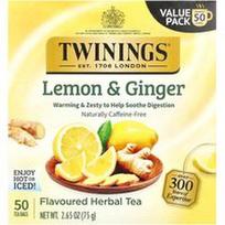 Twinings, Aromatizuota žolelių arbata su citrina ir imbieru, be kofeino, 50 arbatos pakelių, 75 g