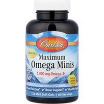 Carlson, „Maximum Omega Minis“, natūralios citrinos skonio, 120 minkštųjų mini kapsulių (500 mg vienoje minkštojoje kapsulėje)