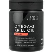 Sports Research, Omega-3 krilių aliejaus mini geliai, 120 minkštųjų kapsulių