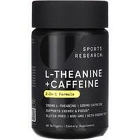 Sports Research, L-teaninas ir kofeinas, 2-in-1 formulė, 60 minkštųjų gelių