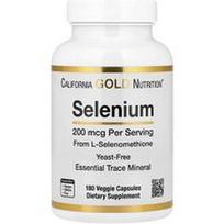 California Gold Nutrition, Selenas, be mielių, 200 mcg, 180 vegetariškų kapsulių