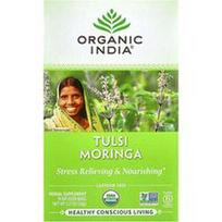 Organic India, Arbata, Tulsi Moringa, be kofeino, 18 infuzijos maišelių, 1.27 oz (36 g)