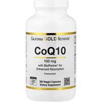 California Gold Nutrition, CoQ10, Ubiquinone USP su Bioperino® juodųjų pipirų ekstraktu, padidintas biologinis prieinamumas, 100 mg, 360 daržovių kapsulių