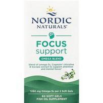 Nordic Naturals, Focus Support, Omega mišinys, 60 minkštųjų kapsulių