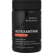Sports Research, Astaksantinas, trigubo stiprumo, 12 mg, 60 minkštųjų kapsulių