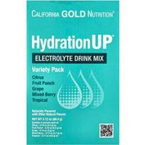 California Gold Nutrition, HydrationUP®, elektrolitų gėrimų mišinys su kalcio laktatu, vitaminais C ir E, įvairovės pakuotė, 20 pakelių, po 0,14 uncijos - 0,17 uncijos (4 g - 4,8 g)