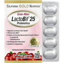 California Gold Nutrition, CranMax® LactoBif® probiotikai, 25 milijardai KSV, 30 augalinių kapsulių