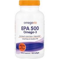 OmegaVia, EPA 500, Omega-3, 500 mg, 120 minkštųjų kapsulių