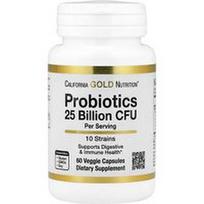 California Gold Nutrition, Probiotikai su Lactobacillus acidophilus, Bifidobacterium lactis, Lactobacillus plantarum ir Lactobacillus casei, 10 padermių mišinys, 25 milijardai KSV, 60 daržovių kapsulių
