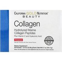 California Gold Nutrition, Kolageno peptidai su vitaminu C ir hialurono rūgštimi, granatų skonio, 30 pakelių, po 5,38 g