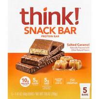 Think !, Užkandžių baltymų batonėlis, sūdyta karamelė, 5 batonėliai, po 1.41 uncijos (40 g)