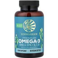 Sunwarrior, Aukščiausios kokybės Omega-3, DHA ir EPA + 6, 7, 9 su chlorofilu, 60 veganiškų minkštųjų kapsulių