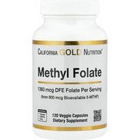California Gold Nutrition, Metilo folatas ir vitaminas C, 800 mcg, 120 daržovių kapsulių