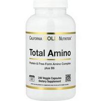 California Gold Nutrition, „Total Amino“ su vitaminu B6 ir 20 aminorūgščių mišiniu, 240 vegetariškų kapsulių