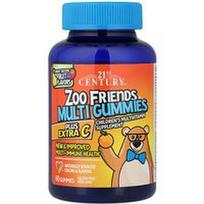 21st Century, „Zoo Friends®“ kelių guminukų rinkinys su papildomu vitaminu C, puikaus skonio vaisiais, 60 guminukų