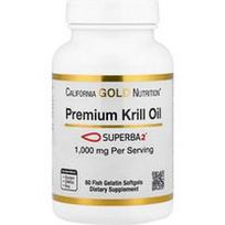 California Gold Nutrition, aukščiausios kokybės krilių aliejus su „Superba2™“, 1 000 mg, 60 minkštųjų kapsulių