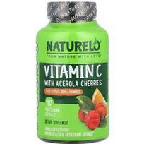 NATURELO, Vitaminas C su Acerola vyšniomis ir citrusiniais bioflavonoidais, 90 vegetariškų kapsulių