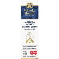 Manuka Health, Manuka medaus gerklės purškalas su propoliu, MGO 400+, 0.67 fl oz