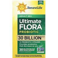 Renew Life, Ultimate Probiotic Flora™, suaugusiems 50+, 30 milijardų KSV, 30 uždelsto atpalaidavimo veganiškų kapsulių