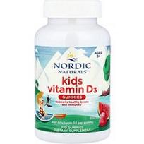 Nordic Naturals, Vaikiški vitamino D3 guminukai, nuo 3 metų, laukinio arbūzo skonio purslai, 10 mcg (400 TV), 120 guminukų