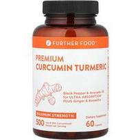 Further Food, Aukščiausios kokybės kurkumino ciberžolė, maksimalus stiprumas, 500 mg, 60 kapsulių