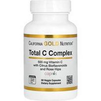 California Gold Nutrition, Total C kompleksas su askorbo rūgštimi, Amla ekstraktu, citrusinių vaisių bioflavonoidais ir erškėtuogių ekstraktu, 500 mg, 60 daržovių kapsulių