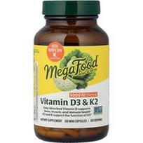 MegaFood, Vitaminas D3 ir K2, 120 mini kapsulių