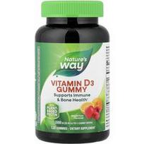 Nature's Way, Vitamino D3 guminukai, vaisių mišinys, 120 guminukų (25 mcg (1,000 TV) vienam guminukui)