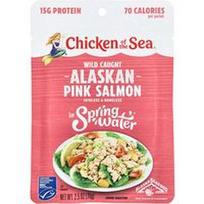 Chicken of the Sea, Laukinė sugauta Aliaskos rožinė lašiša, šaltinio vandenyje, 2.5 uncijos (70 g)