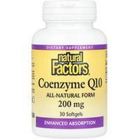 Natural Factors, Kofermentas Q10, 200 mg, 30 minkštųjų kapsulių