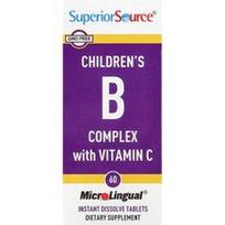 Superior Source, Vaikų B kompleksas su vitaminu C, 60 MicroLingual momentinių tirpstančių tablečių