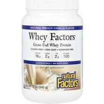 Natural Factors, Išrūgų faktoriai, žole šertų karvių išrūgų baltymai, natūrali prancūziška vanilė, 340 g