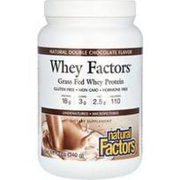Natural Factors, „Whey Factors®“, žole šertų karvių išrūgų baltymai, natūralus dvigubas šokoladas, 340 g