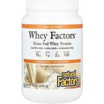 Natural Factors, Išrūgų faktoriai, žole šertų karvių išrūgų baltymai, be skonio, 340 g
