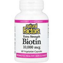 Natural Factors, Biotinas, ypač stiprus, 10 000 mcg, 60 vegetariškų kapsulių