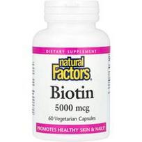 Natural Factors, Biotinas, 5,000 mcg, 60 vegetariškų kapsulių