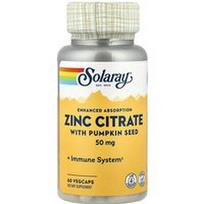 Solaray, Cinko citratas su moliūgų sėklomis, 60 VegCaps
