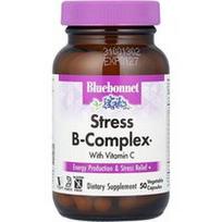 Bluebonnet Nutrition, Streso B kompleksas su vitaminu C, 50 daržovių kapsulių