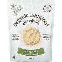 Organic Traditions, Supermaistas, ašvagandos šaknų milteliai, 200 g