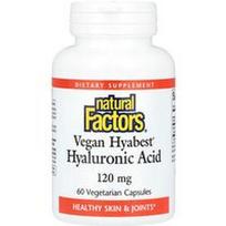 Natural Factors, Veganiškas „Hyabest“, hialurono rūgštis, 120 mg, 60 vegetariškų kapsulių