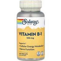 Solaray, Vitaminas B-1, 100 mg, 100 daržovių kapsulių