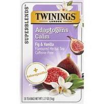 Twinings, Supermišiniai™, adaptogenai rami žolelių arbata, figos ir vanilė, be kofeino, 18 arbatos maišelių, 1.27 oz (36 g)