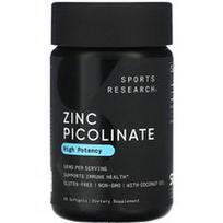 Sports Research, Cinko pikolinatas, didelio stiprumo , 50 mg, 60 minkštųjų kapsulių