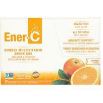 Ener-C, Burbuliuojantis multivitaminų gėrimų mišinys, be cukraus, apelsinas, 1,000 mg, 30 pakelių, po 0,2 uncijos (5,35 g)